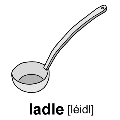 英単語「ladle[名]ひしゃく、お玉」イラスト