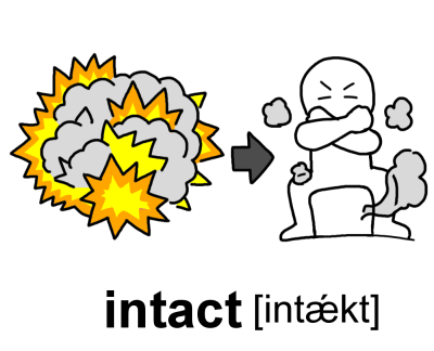 英単語「intact」のイラスト