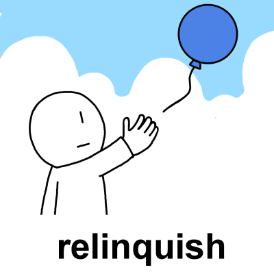 英単語「relinquish」のイラスト