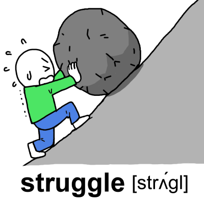 英単語「struggle」のイラスト