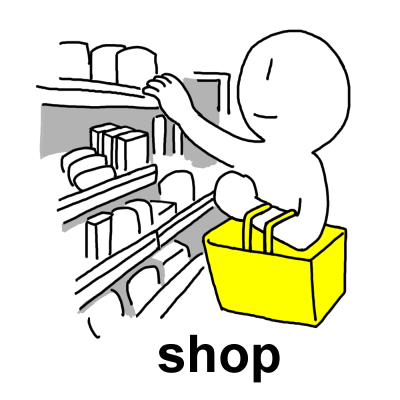 英単語「shop」のイラスト