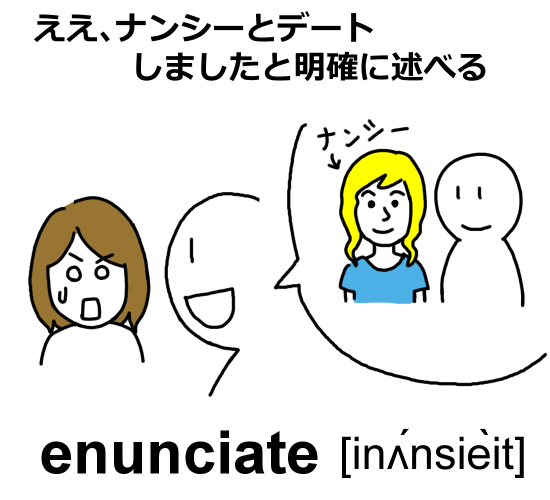 enunciate語呂合わせ：ええ、ナンシーとデートしましたと明確に述べる