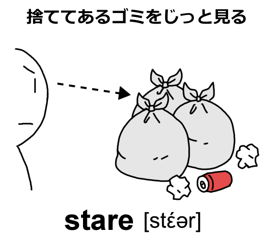 stare語呂合わせ：捨ててあるゴミをじっと見つめる