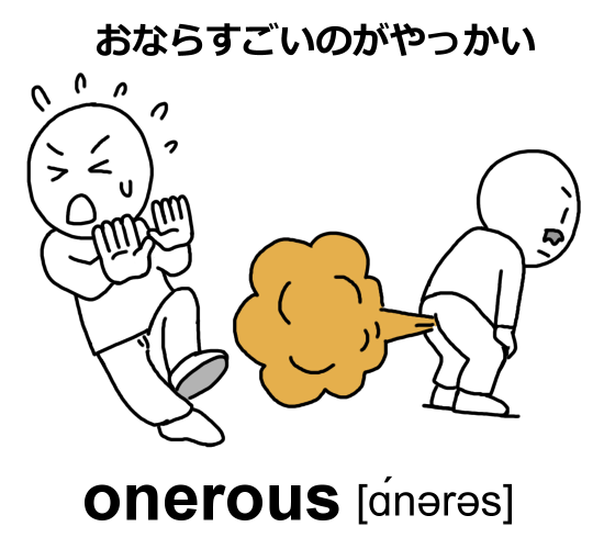 onerous語呂合わせ：おならすごいのがやっかい